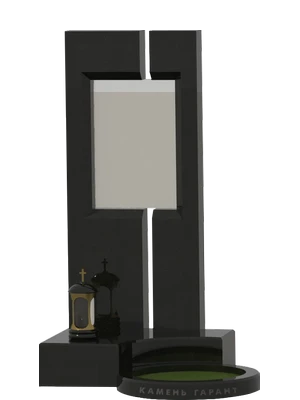 Вертикальный памятник с округлым цветником у основания 